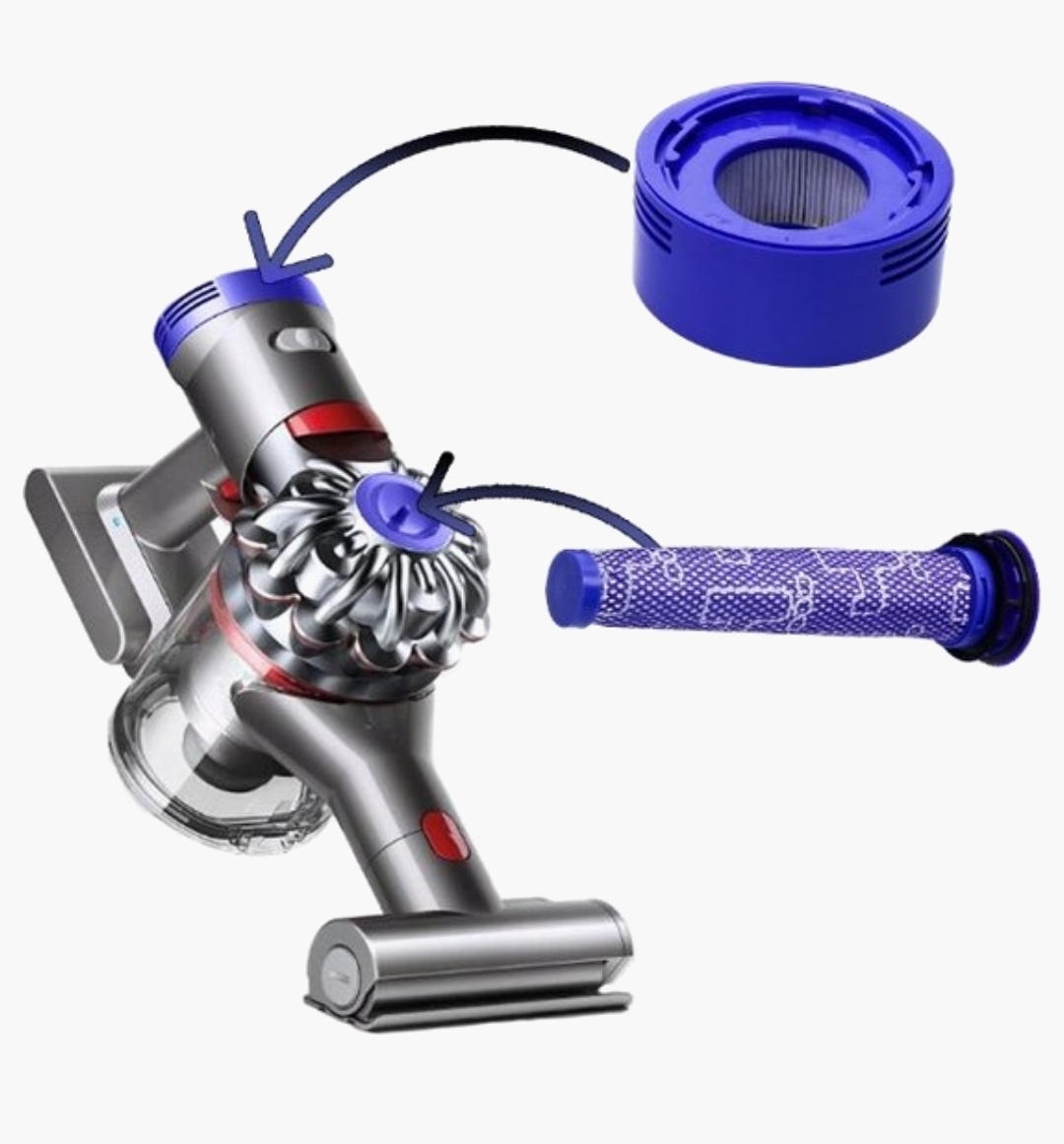 Dyson V8, V7 vervanging voor het filter DY 967478 01 + DY 965661 01